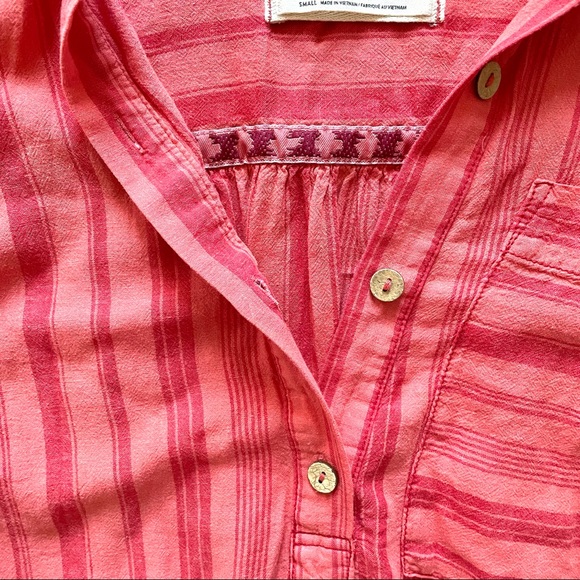 FREE PEOPLE Shirt | Summer Breeze Stripe | Coral | Sizes Small & Medium - Picture 11 of 16